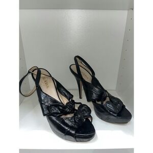 Prada Bow Front Ankle Wrap Platform Heels 39